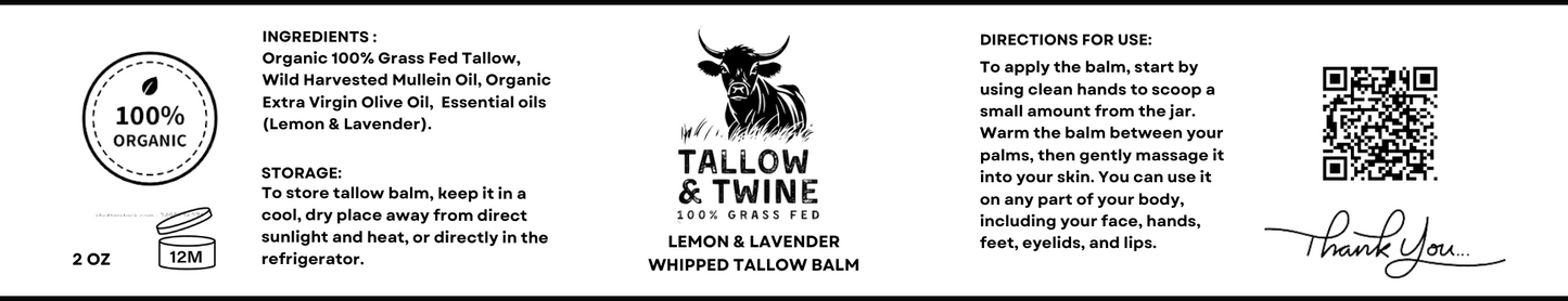 Lemon and Lavender Whipped Tallow Balm